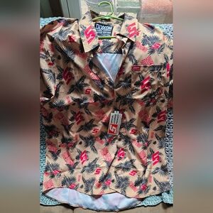 Dixon SNAP ON  Tan and Red Hawiian Shirt
